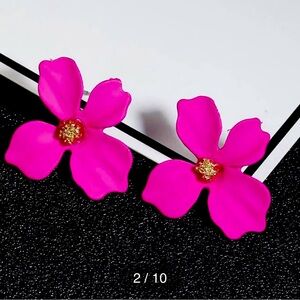 Flower Plating Alloy Stud Earrings